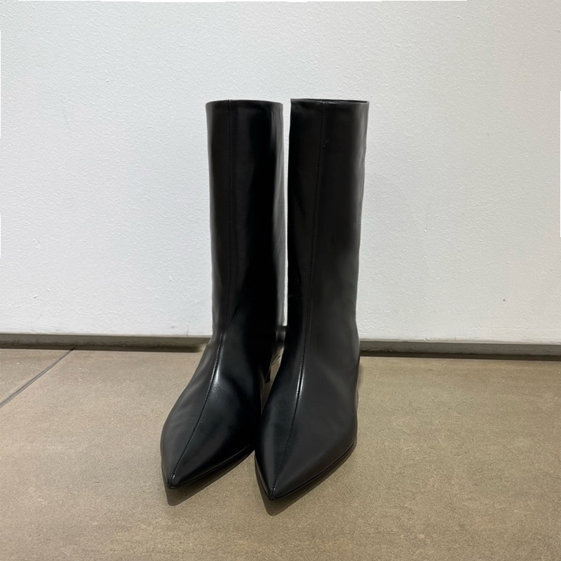 High Leather 2023Women New Female Pointed Thin Heel Ladies Ankle Short Boots Botas De Mujer a207