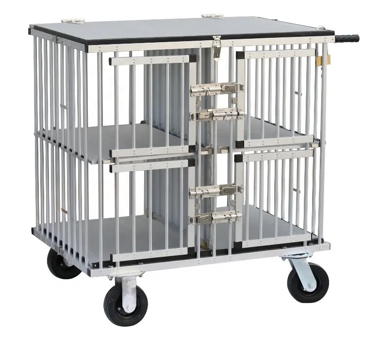 Wholesale dog kennel Aluminum Dog Trolley pet show trolley Portable Pet Stroller Dog Show Cage