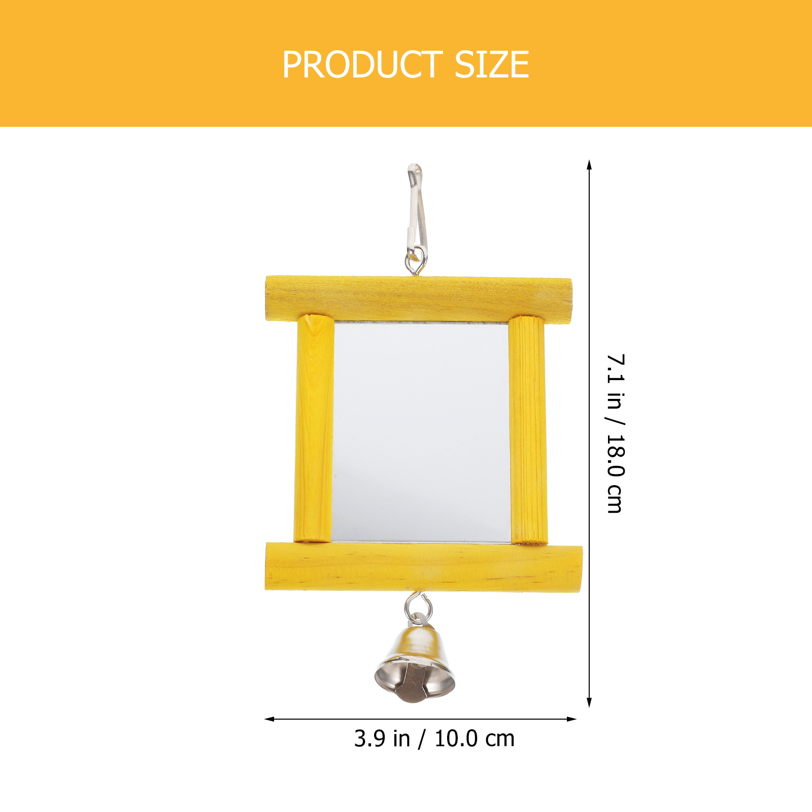 Bird Cage Decoration Parrot Mirror Toy Pet Feeder Parakeet Supplies Portable Wooden