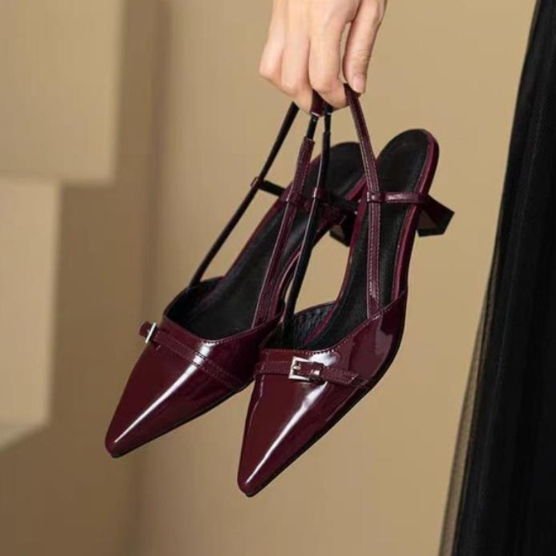 Pointed New Toe Sexy Mid Heels Party Women Sandals Designer Summer Brand Pumps Sgback Casual Shoes Dress Slippers 515d