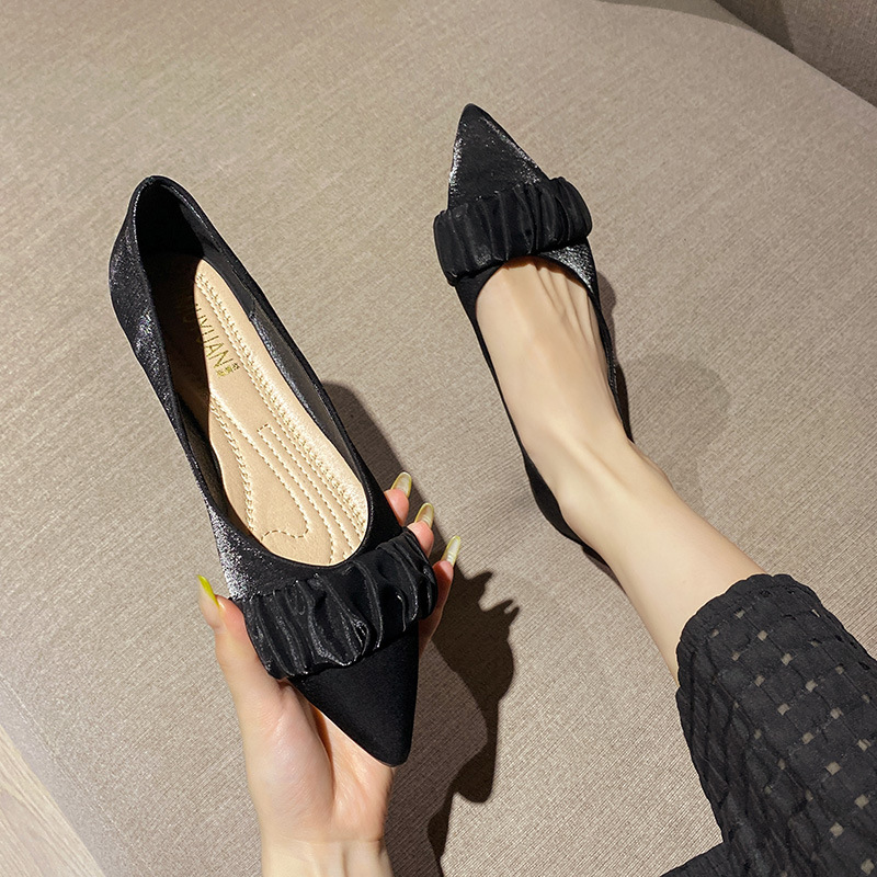 Fashion Toe Pointed Shallow Loafers Ladies 2025 Spring New Ballet Flat Women Retro Soft Sole Single Shoes EU36-42
