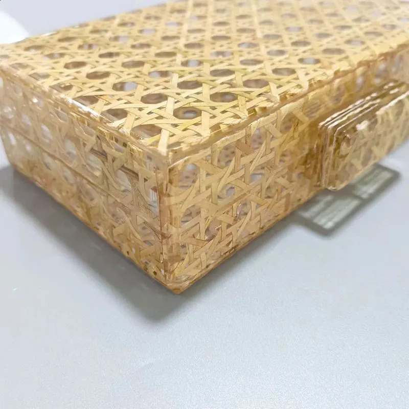 Evening Bag Shoulder Fashion Acrylic Vintage Rattan Chain Clutch Womens Handbag er Prom Party Bags in Handbag 240903