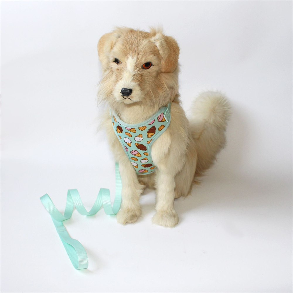 Cartoon Print Pet Harness and Leash Set Adjustable I-shaped Cat Harness & Leashes for Small Medium-sized Dogs and Cats Training