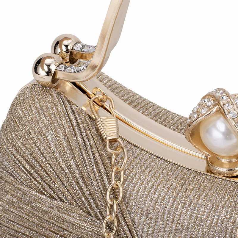 CMM 2024 Women s Evening Handbags Crystal Diamond Pearl Clutches Sequins Satin Pleated Wedding Party Purse Box Chain Shoulder Bags 240903