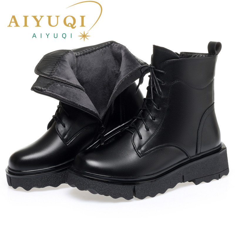 AIYUQI Ladies Winter Marton Boots 2024 New Large Size Women Ankle Boots Genuine Leather Wool Warm Non-slip Female Snow Boots