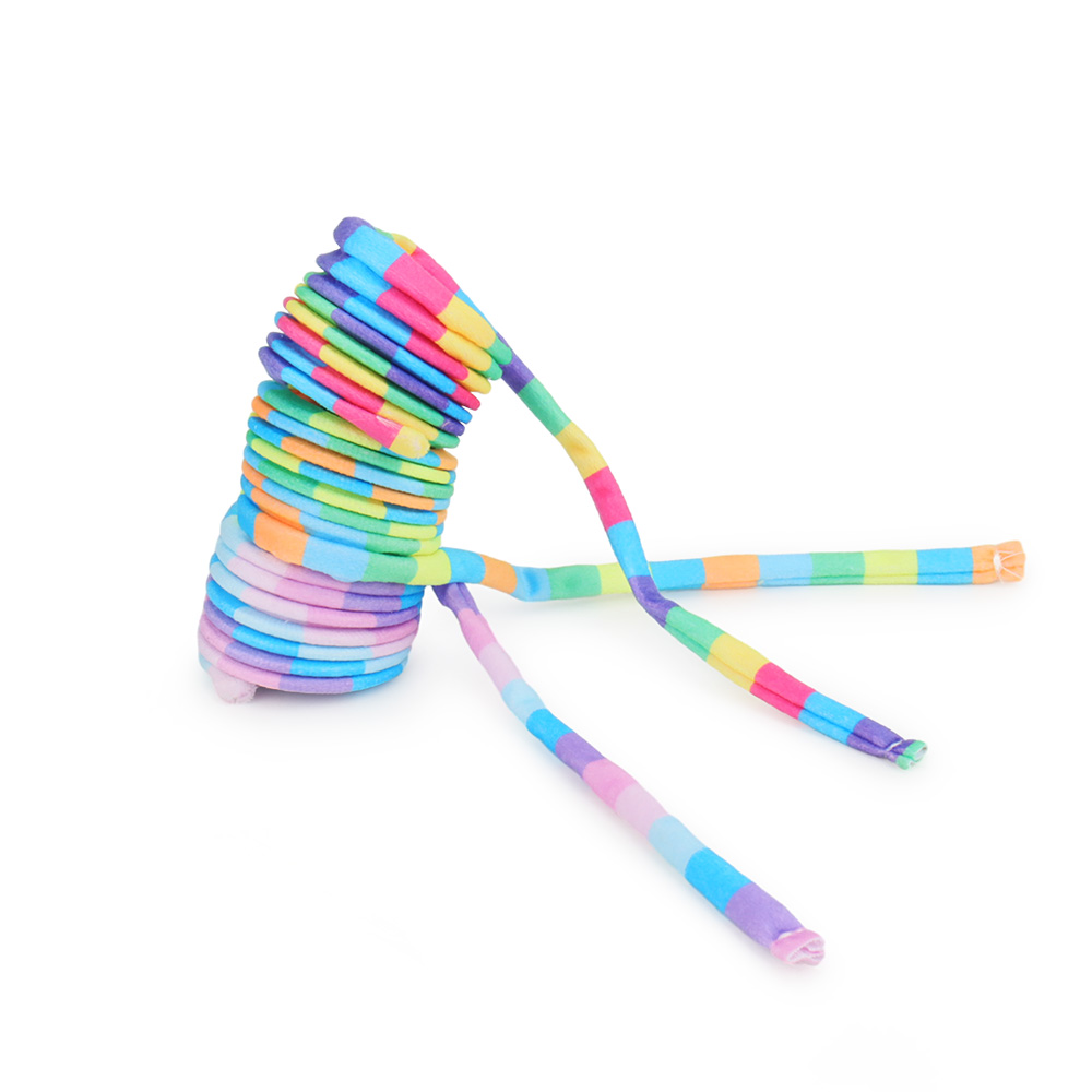 3pcs Rainbow Coloured Spring Cat Toy Cute Pet Plush Fabric Toys For Kitten