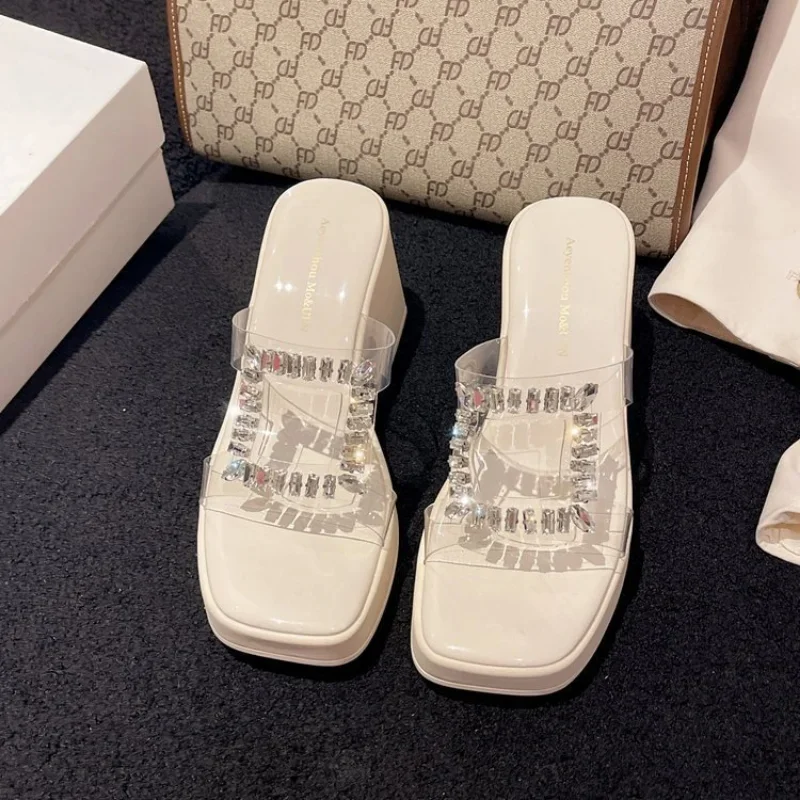 2025 new Platform Wedges Women Ssandals High Heels Shoes Summer Flip ps Beach Sandals Femme Designer New Dress Crystal Slides df42