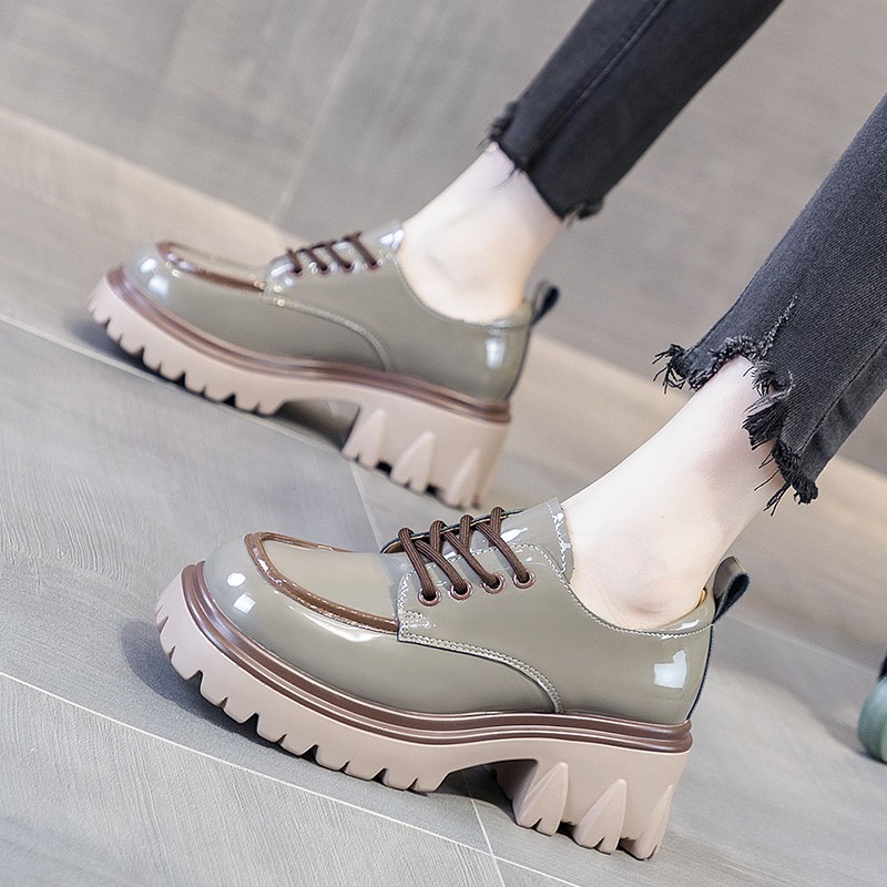 Loafers Women New in Fashion Designer Platform Thick Bottom Height Increasing Lace-up Slip on Dress Shoes
