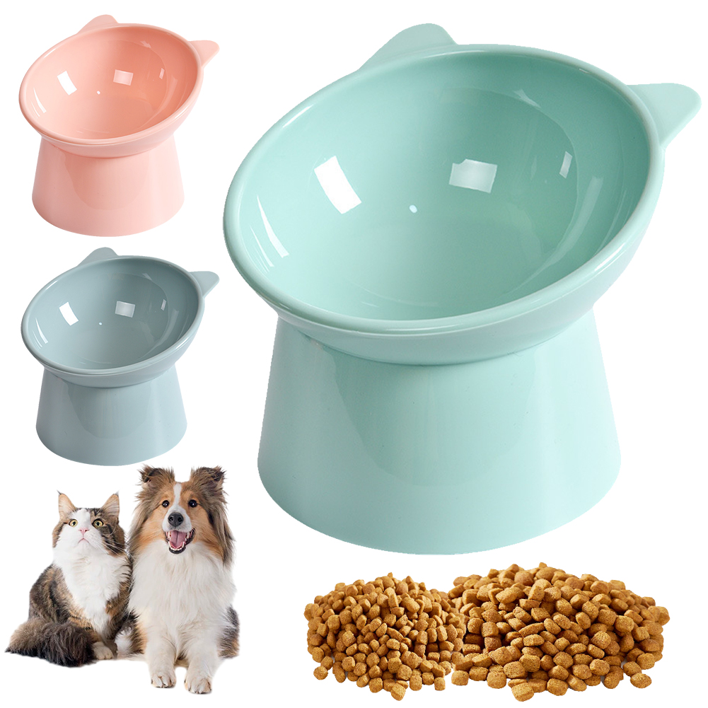 Tilted Cat Food Bowl Elevated Cat Bowl Ergonomic Raised Cat Food Bowl Anti Vomiting Plastic Feeding Bowl for Cats Dogs