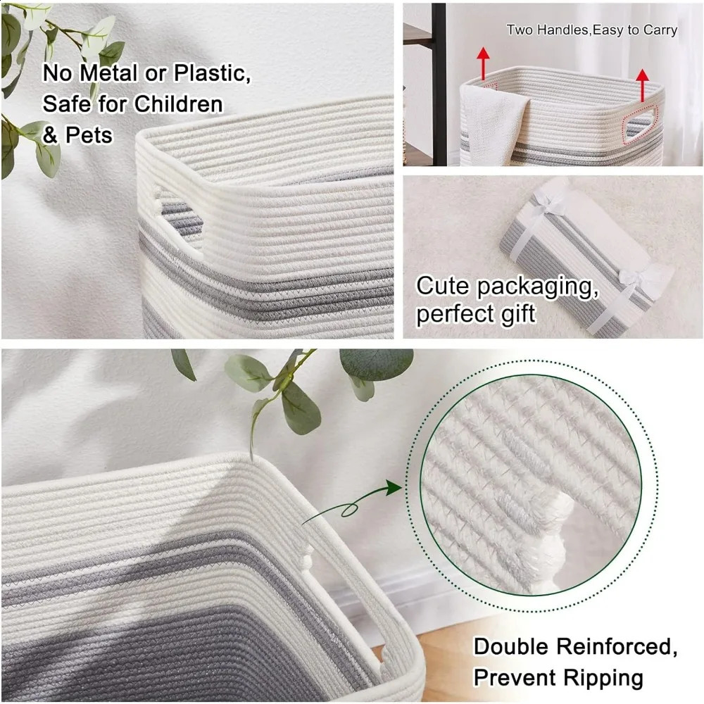 OIAHOMY 91L laundry basket XXXLarge laundry basket foldable cotton rope basket woven blanket storage basket 240903