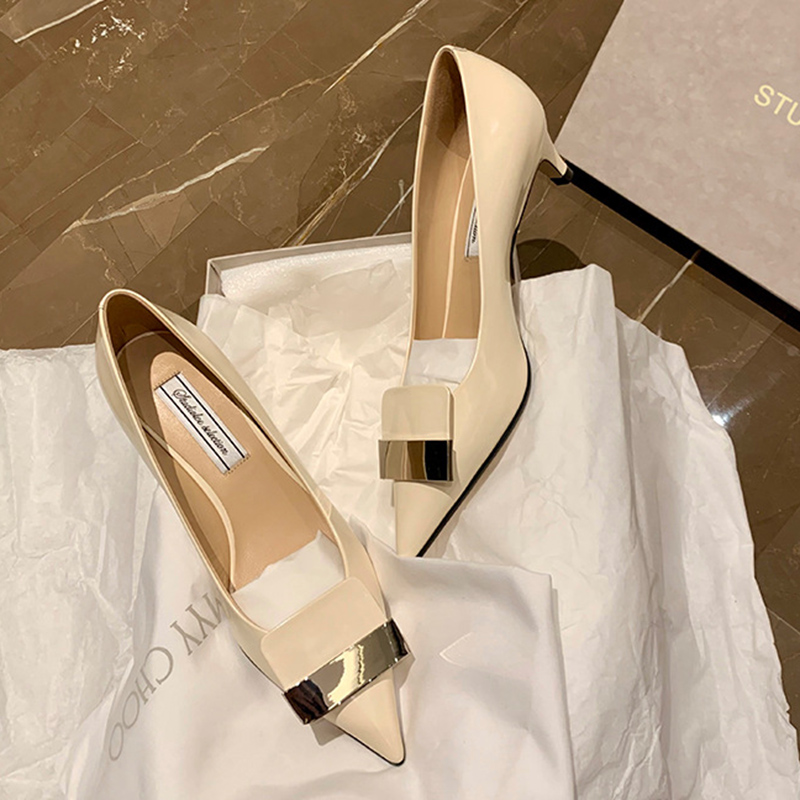 Autumn High Heels Women ShoesNew Leather Sexy Pointed Toe Shoes Fashion Office Work Ladies Shoes Zapatos De Mujer 2023