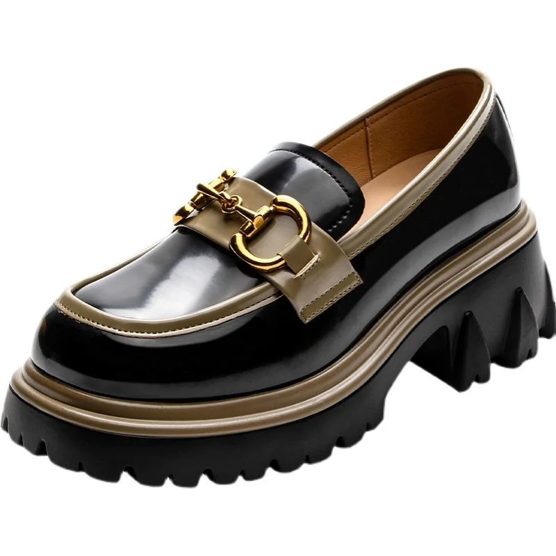 Autumn Shoes Spring Platform for Women British Style Loafers Leather Casual Shoe Thick-soled Heightened Pumps Breathable atos
