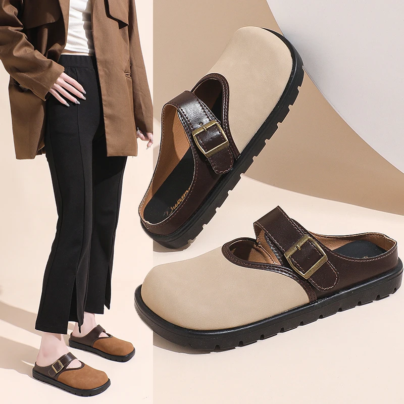 Mules Women Shoes Slippers Square Toe Flats Summer Designer Casual Outdoor Sandals 2024 New Cozy Flip ps atos Mujer Slides 3a9c