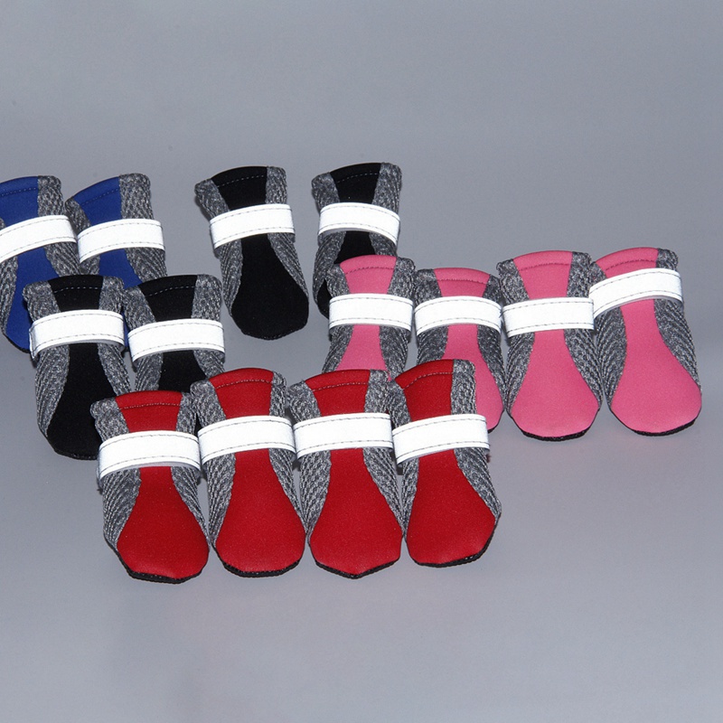 Dog Shoes Anti-slip Pet Boots Paw Protector Reflective Straps Dog Teddy Cute Breathable Net Shoes