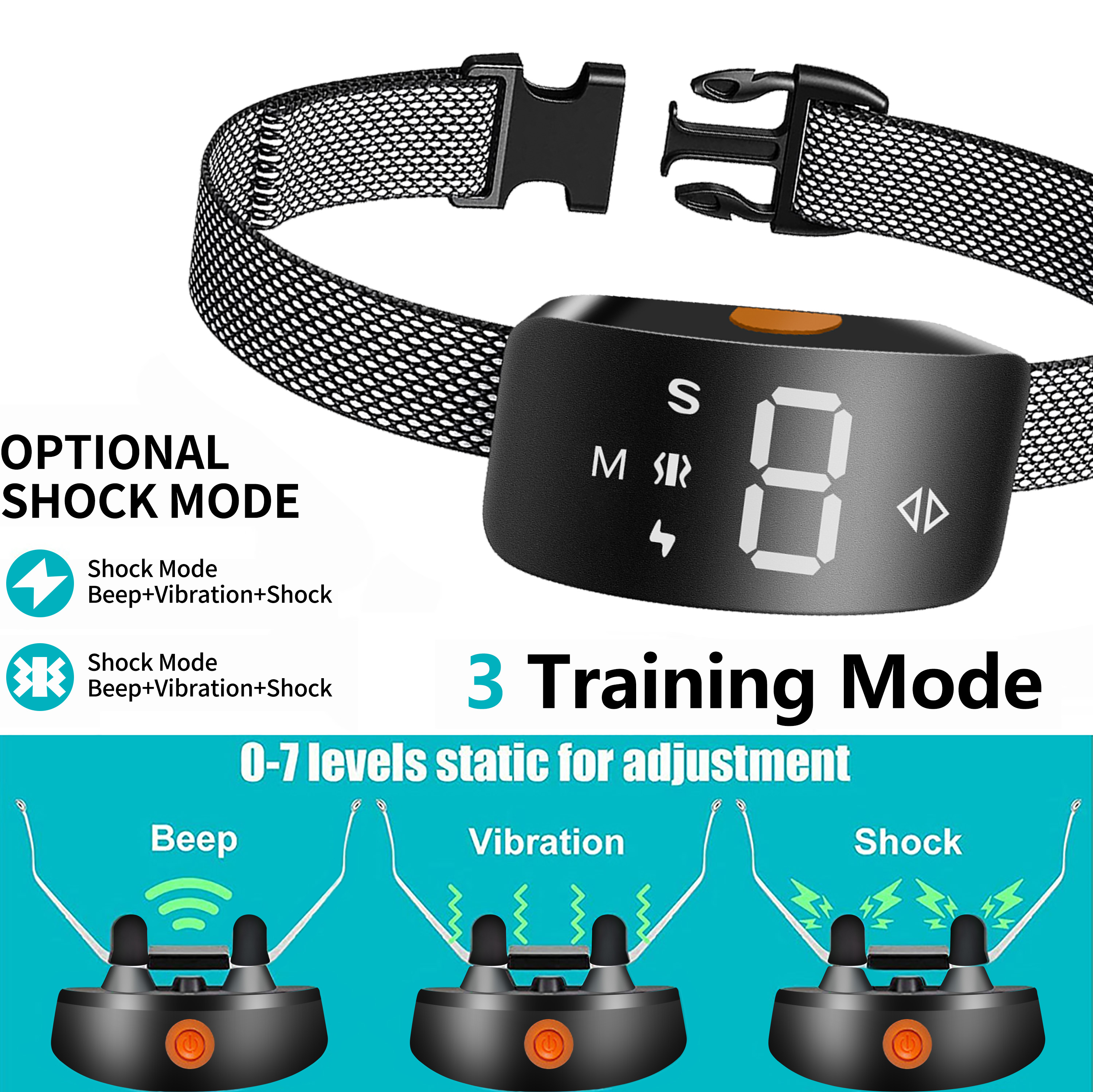 Rechargeable Dog Bark Collar | Smart Collar for Dog Training | No Shock | Beep & Vibration | No Bark Collar for Dogs