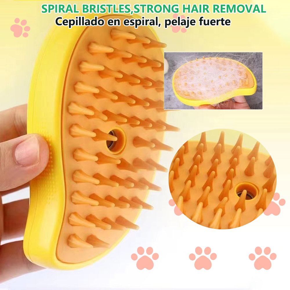 1/8 Cat Steamy Brush Dog Massage Comb Built-in Electric Water Spray Soft Silicone Pet Hair Removal Grooming Brush Cat Accessory