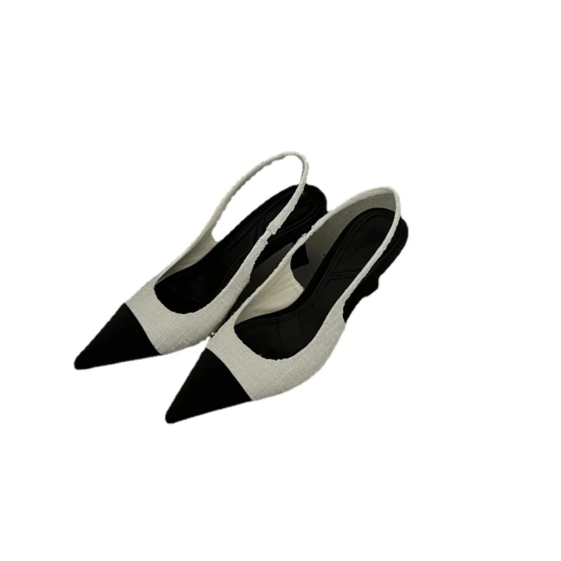Women Summer Shoes New Low Heels Slingbacks Shoes for Women Fashion Pointed Slender Heel Pumps Shoes Back Empty Toe Sandals
