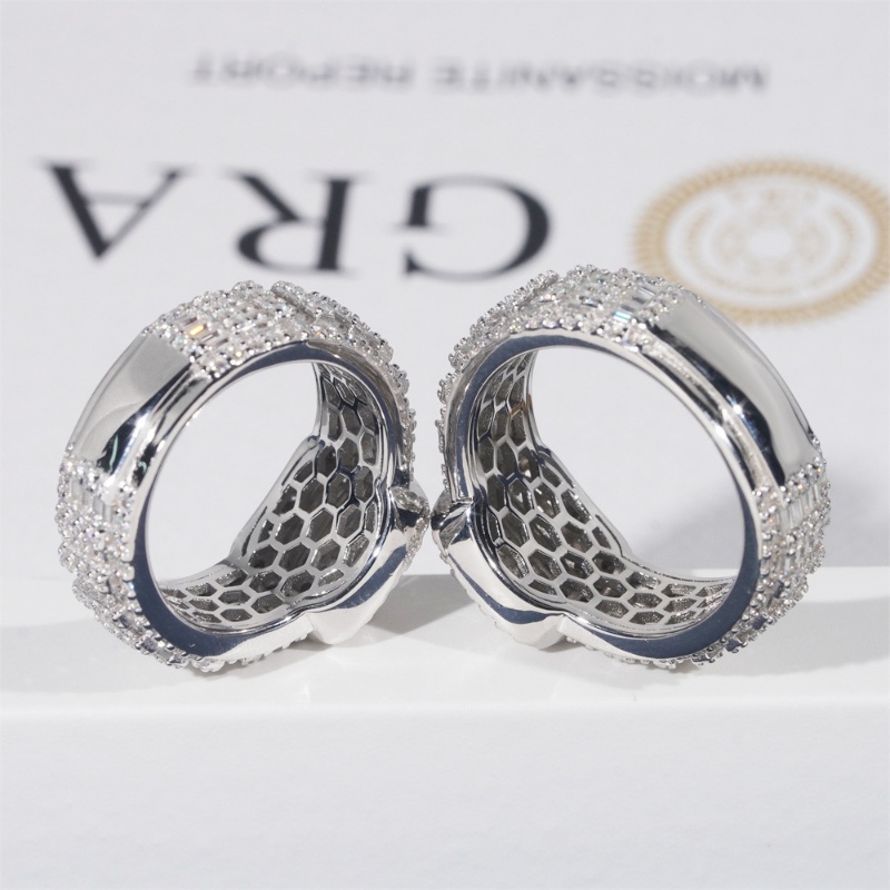 Full Moissanite Ring S925 Solid Sterling Silver For Men Women Wedding Anniversary Engagement Moissanite Engagement Ring