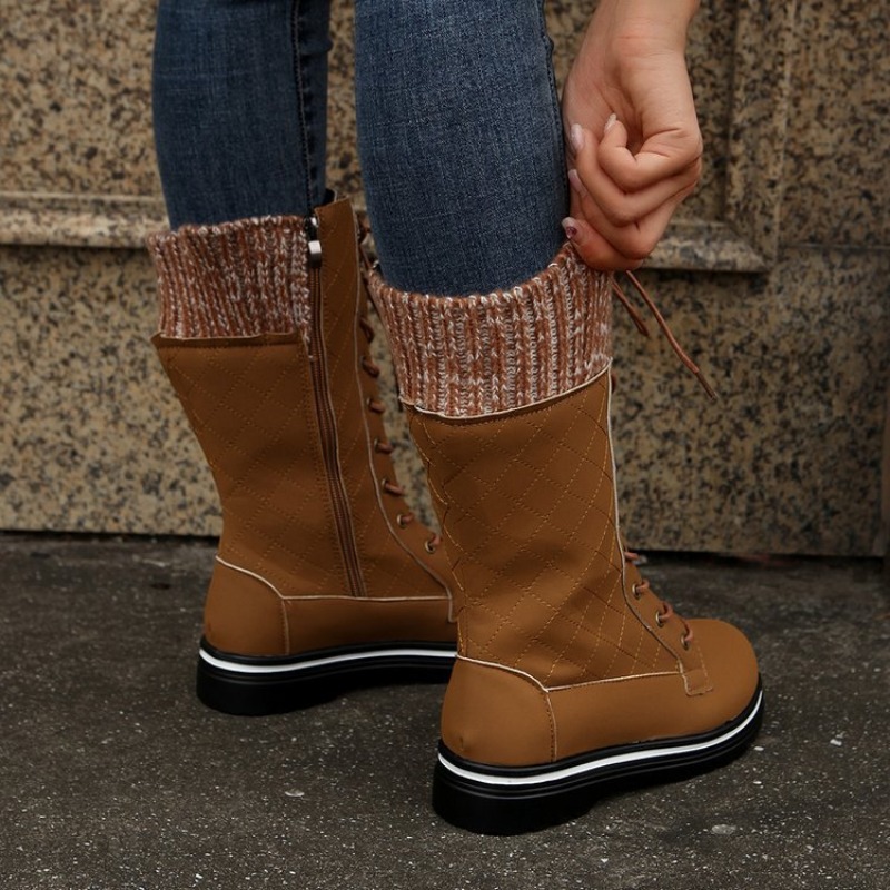 2023 Winter Plush Mid Calf Platform New Designer Warm Snow Women's Lace Up Fashion Casual Boots 98a5