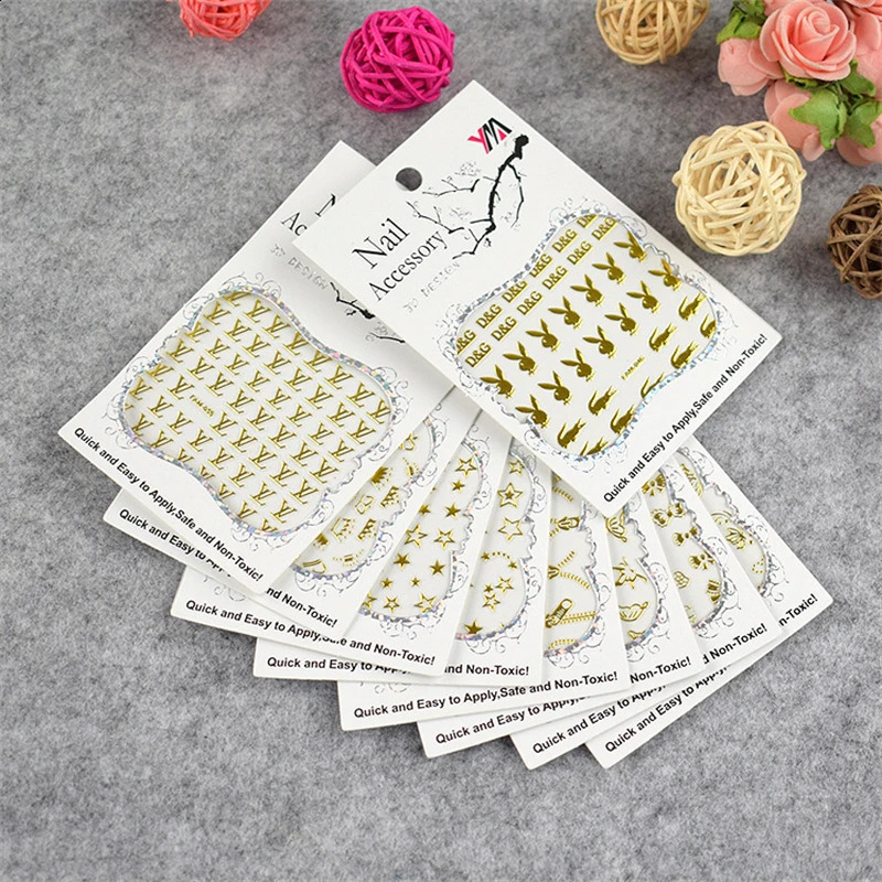 Waterproof and durable nail stickers 3D animal and plant stickers ink nail stickers butterfly star pattern nail stickers 240903