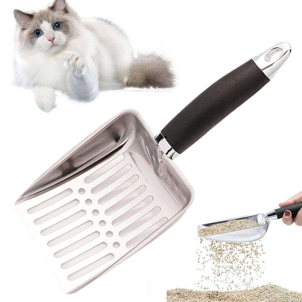 1 PCS Stainless Steel Metal Cat Litter Scoop Long Handle Litter Scooper Deep Shovel For Cat Kitten Litter Box Cleaning Tool R8J1