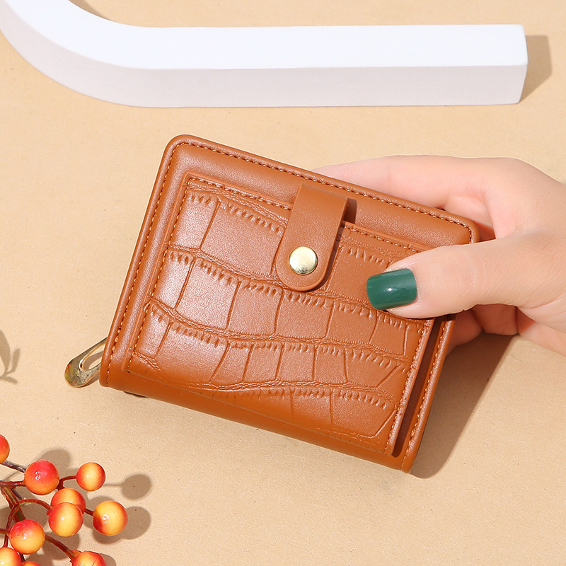 Western style women's designer Korean version classic retro woven pattern multifunctional wallet short simple and elegant multi card slot card ba