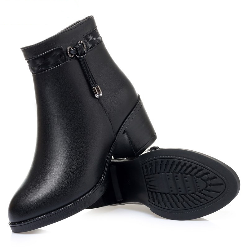 AIYUQI Women Winter Boots Non-slip 2024 Genuine Leather Fashion Wool Warm Women Ankle Boots Large Size High Heels Shoes Boots