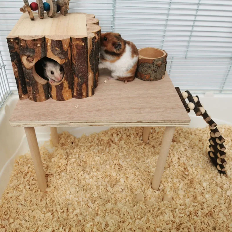 Funny Hamster Toy Apple Tree Ladders Platform Natural Wooden Toys For Chinchilla Hamster Small Animals Pets Cage Accessories