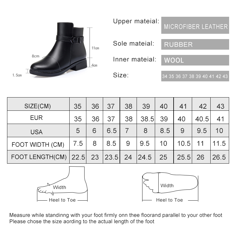 AIYUQI Winter Boots Mother Shoes Large Size Wool Mid-heel Thick Wool Ladies Short Boots Non-slip Female Snow Boots