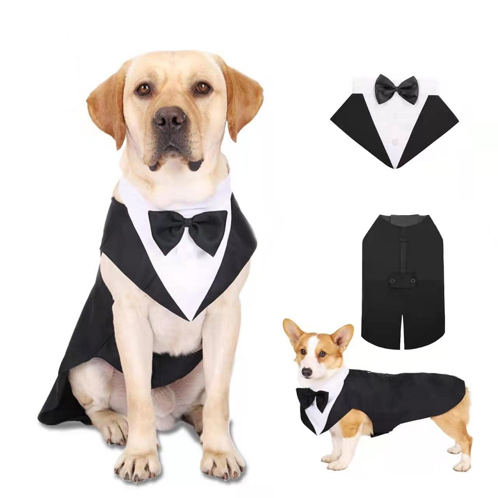 Dog's Formal Wedding Black Shirt Tailcoats for Medium Large Dogs Fashion Suit for Party Cosplay Golden Retriever Bulldog Samoyed