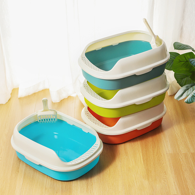 Best New Arrival Durable Plastic Cat Litter Box Large Capacity Cat Toilet Cat Litter Trays with scoop pet supplies