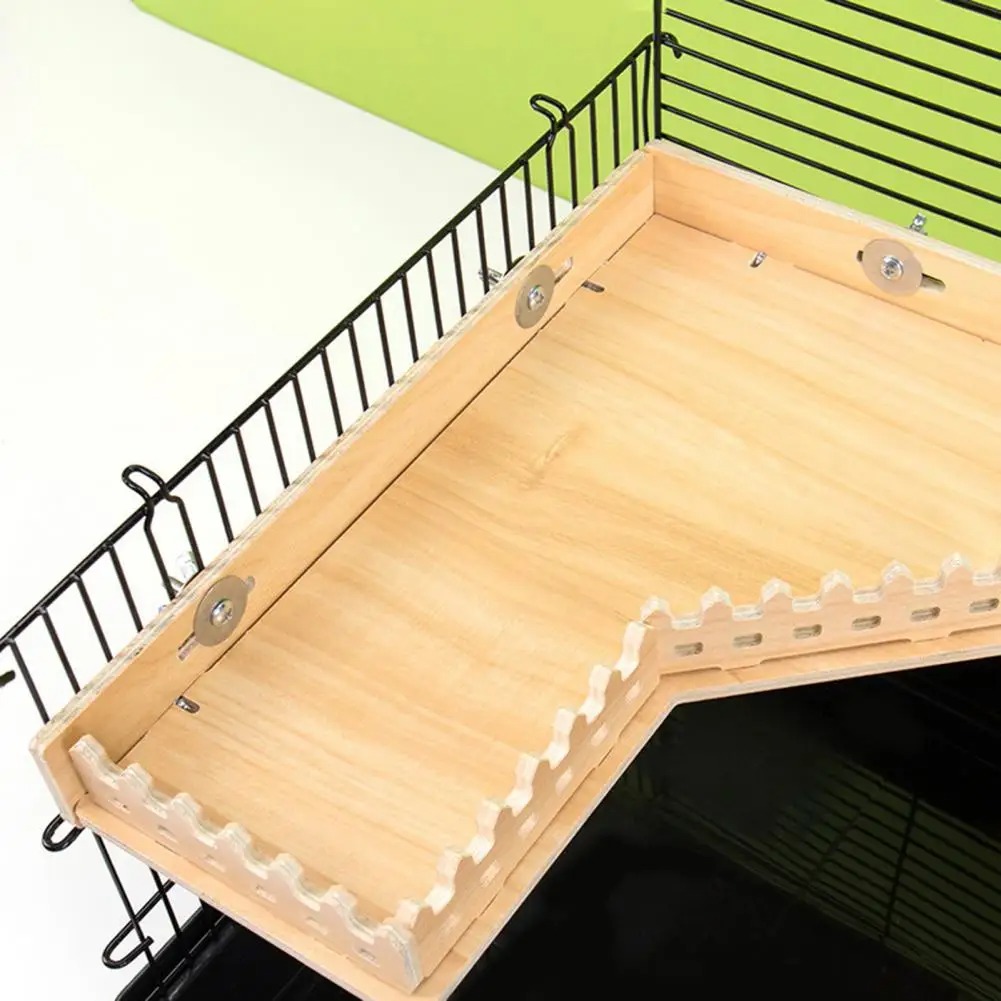 Practical Hamster Toy Thickened Entertainment Smooth Hamster Double Layer Wooden Climbing Platform with Ladder