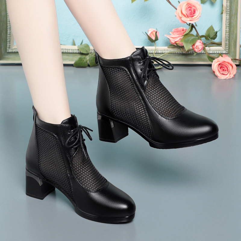 Summer AIYUQI 2024 New Genuine Leather Booties Mesh Large Size 41 42 Women's Cool Boots adc0