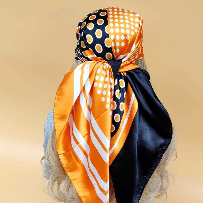 Fashion Travel 90X90CM Bandan Popar New Silk Scarf Four Seasons Beach Sunset Shawl Luxury Printing Square Kerchief X250324