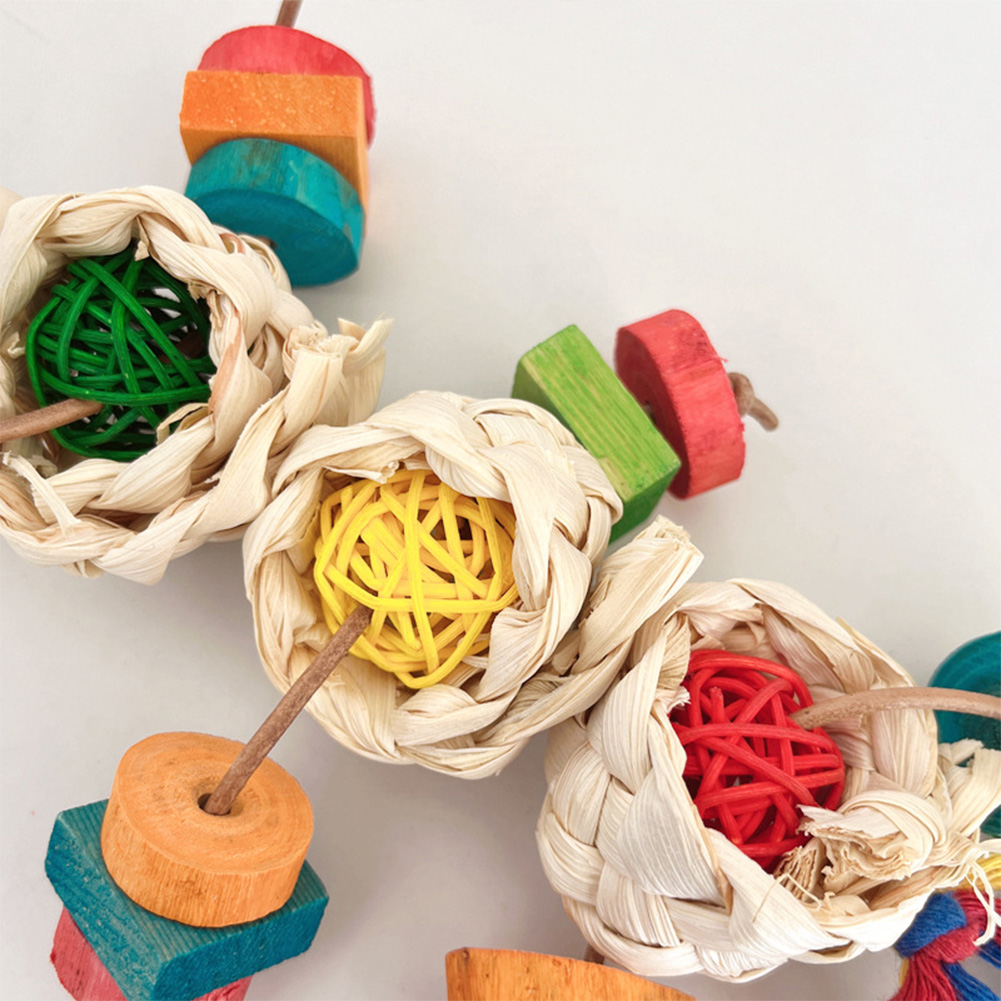 Bird Parrot Toy Natural Wooden Blocks Bird Parrot Chewing Toys Bird Cage Toys for Macaws African Grey Cockatoos Parakeets