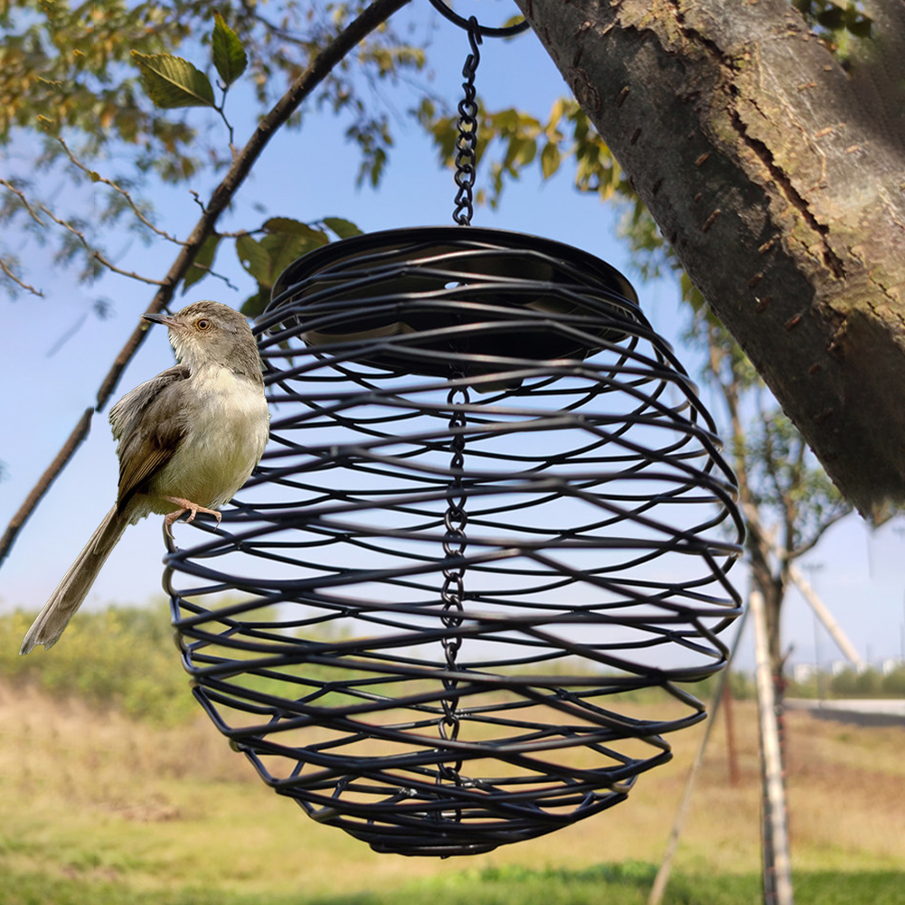 Outdoor Hanging Bird Feeder Hanging Ball Shape Wild Bird Feeding Device Round Metal Bird Feeder For Garden Backyard