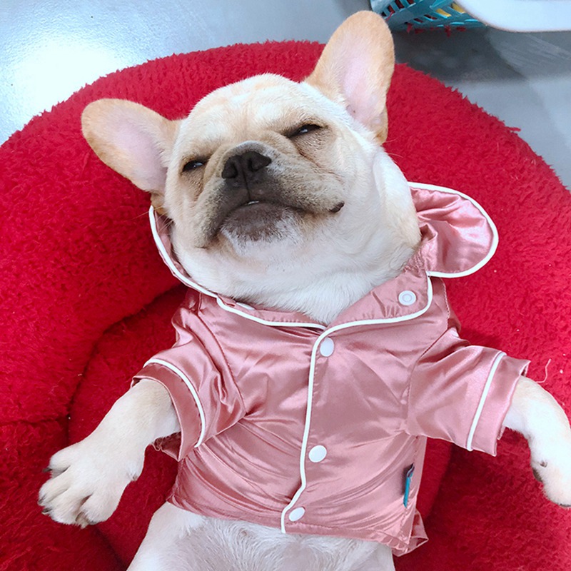 Pet Dog Pajamas Luxury Soft Silk French Bulldog Pajamas Pet Coat Clothing For Small Dogs Shih Tzu Puppy Cat Shirt Pet Costume