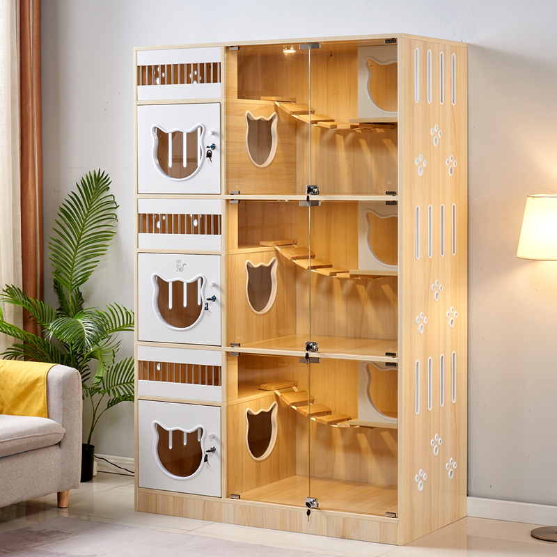 Cat villa woodousehouse Cat villa litterbox Cat-boarding-cages