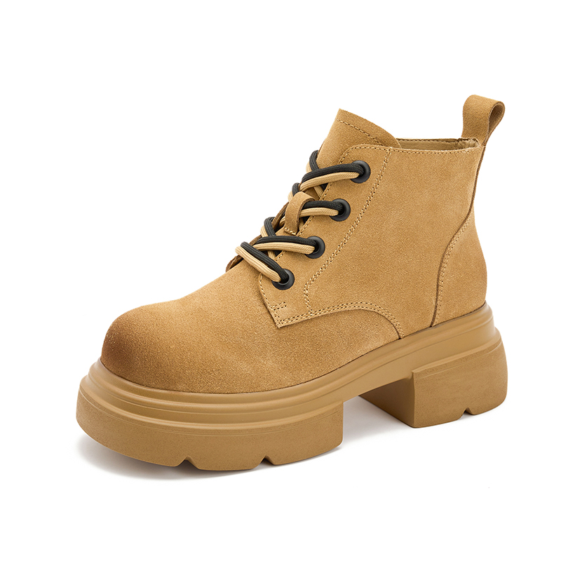 AIYUQI Marton Boots Women Cow Suede 2024 New Autumn Chunky Woman Ankle Boots British Style Lace-up Women's Booties