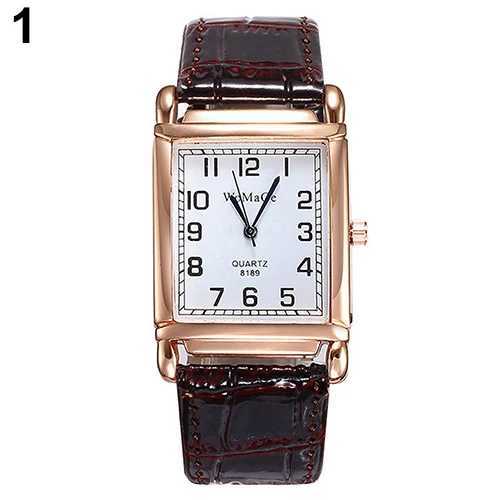 Mens Fashion Artificial Leather Strap Square Dial Quartz Simulated Watch W240902