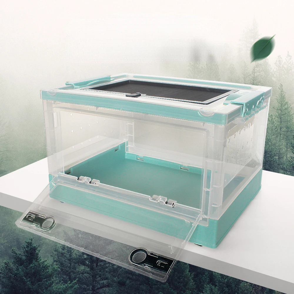 Reptile Foldable Feeding Box Anti-Drop Terrarium with Screen Ventilation Spider Lizard Breeding Box Animals Habitat Tank 파충류사육장