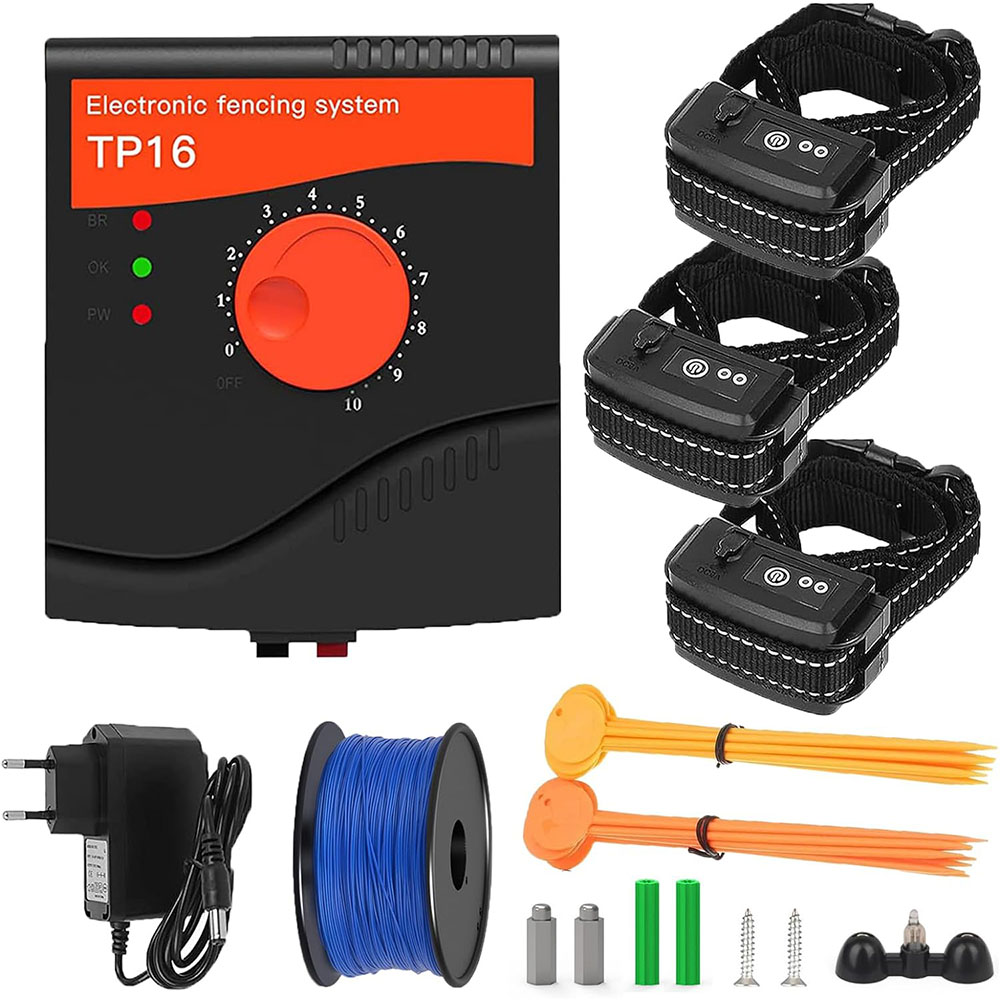 Pet Dog Electric Fence Collar Electronic Pet Containment System In-Ground Wired Fence Waterproof Rechargeable Dog Shock Collars