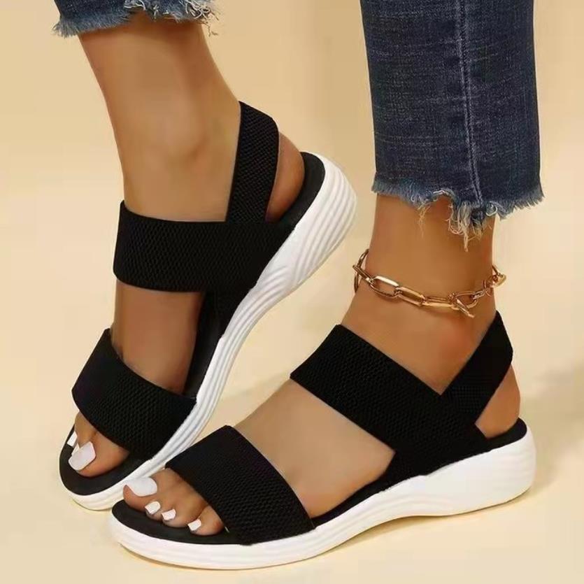 Women's New Wedge Heel Platform Cozy Ladies Outdoor Beach New Elastic Band Designer Shoes Sandals Women Summer 7716