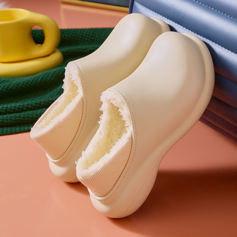 Women Comwarm New Winter Soft Fluffy Waterproof Cotton Shoes For Home Thick Sole Slippers Cozy Warm Flats Non-Slip Shoe