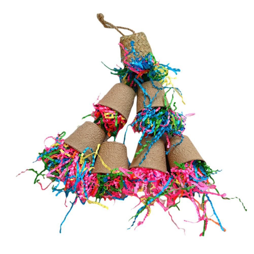Bird Toys Parrot Foraging Shredder Hanging Toys Bird Chewing Toys Palm Leaf Woven For Cockatoo Parakeet Cockatiels