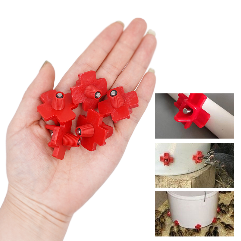 10 Pcs Automatic Chicken Nipple Drinker 360 Degree Bucket Water dispenser Cross-shaped Duck Waterer Hens Quail Pigeon Drinker