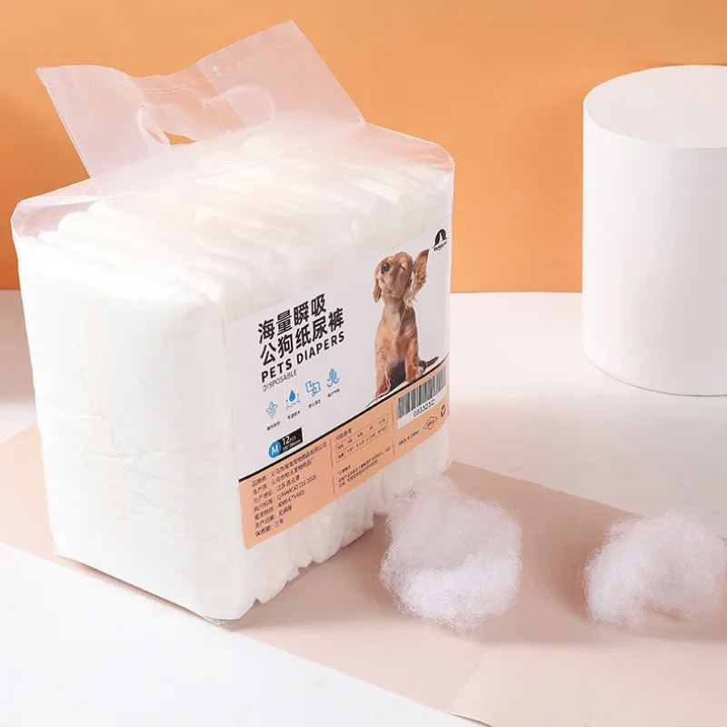 12PCS Waterproof Pet Diaper Leak-proof Design Menstrual Shorts Disposable Puppy Diaper Pants Adjustable Pet Male Dog Diapers