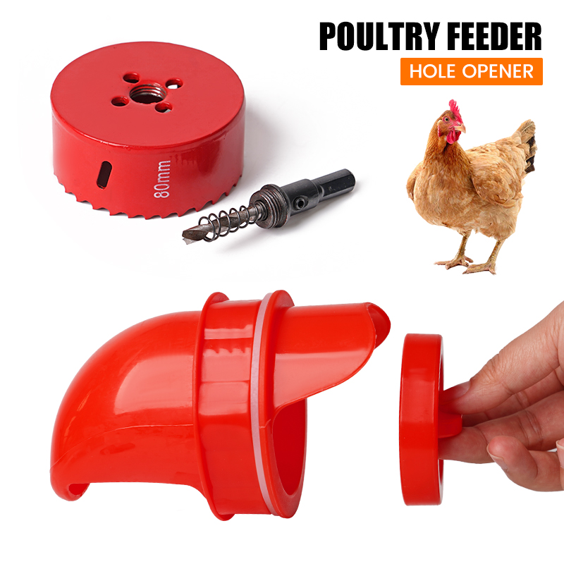 Poultry Feeders Chicken Feeder Diy Port Gravity Feed Kit Rain Proof No Waste Ducks Feeders for Buckets Barrels Bins Troughs
