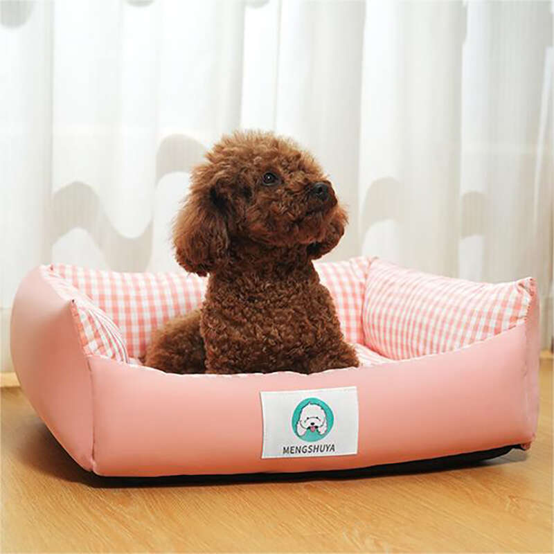 "Chic Plaid" Cozy All-Season Pet Bed For Small Dogs & Cats - Plaidcartoon Design, Soft Polyester Fiber, Artistic Decor 314