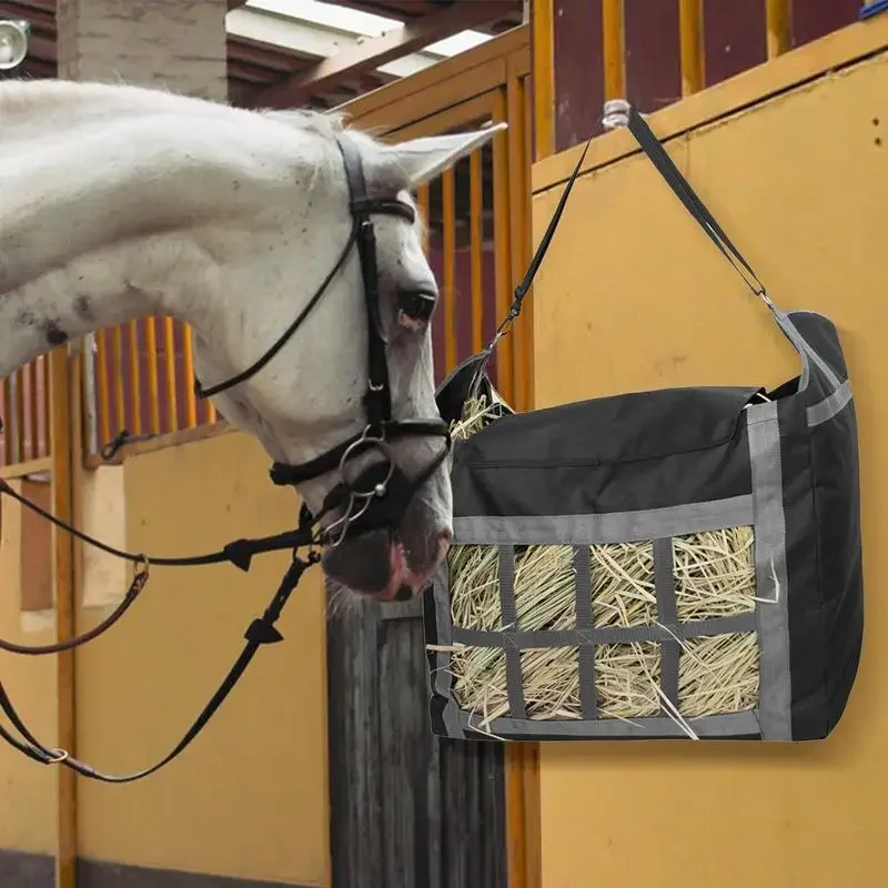 Hay Bags for Goats Hangable Feeding Bags for Horse Feed Large Capacity Tote Hay Bale Storage Slow Feed Hay Net Pet Supplies